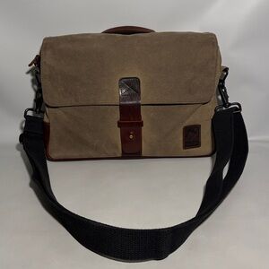 Nutsac Satchel 13 Messenger Bag Waxed Canvas Tan Color More like Khaki